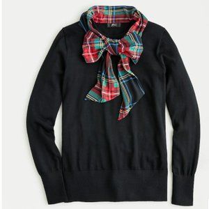 JCrew Merino Mockneck Sweater w/tartan scarf Sz S